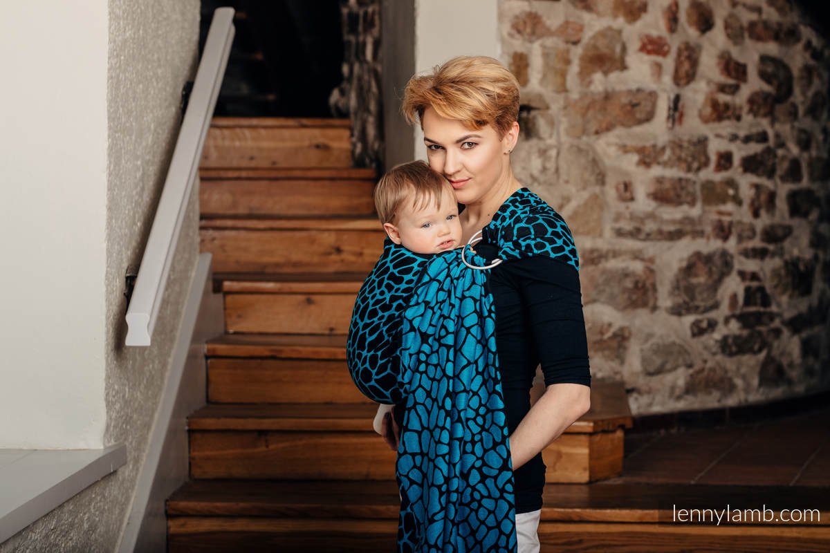 Lenny Lamb Ringsjal - Giraffe Black & Turquoise