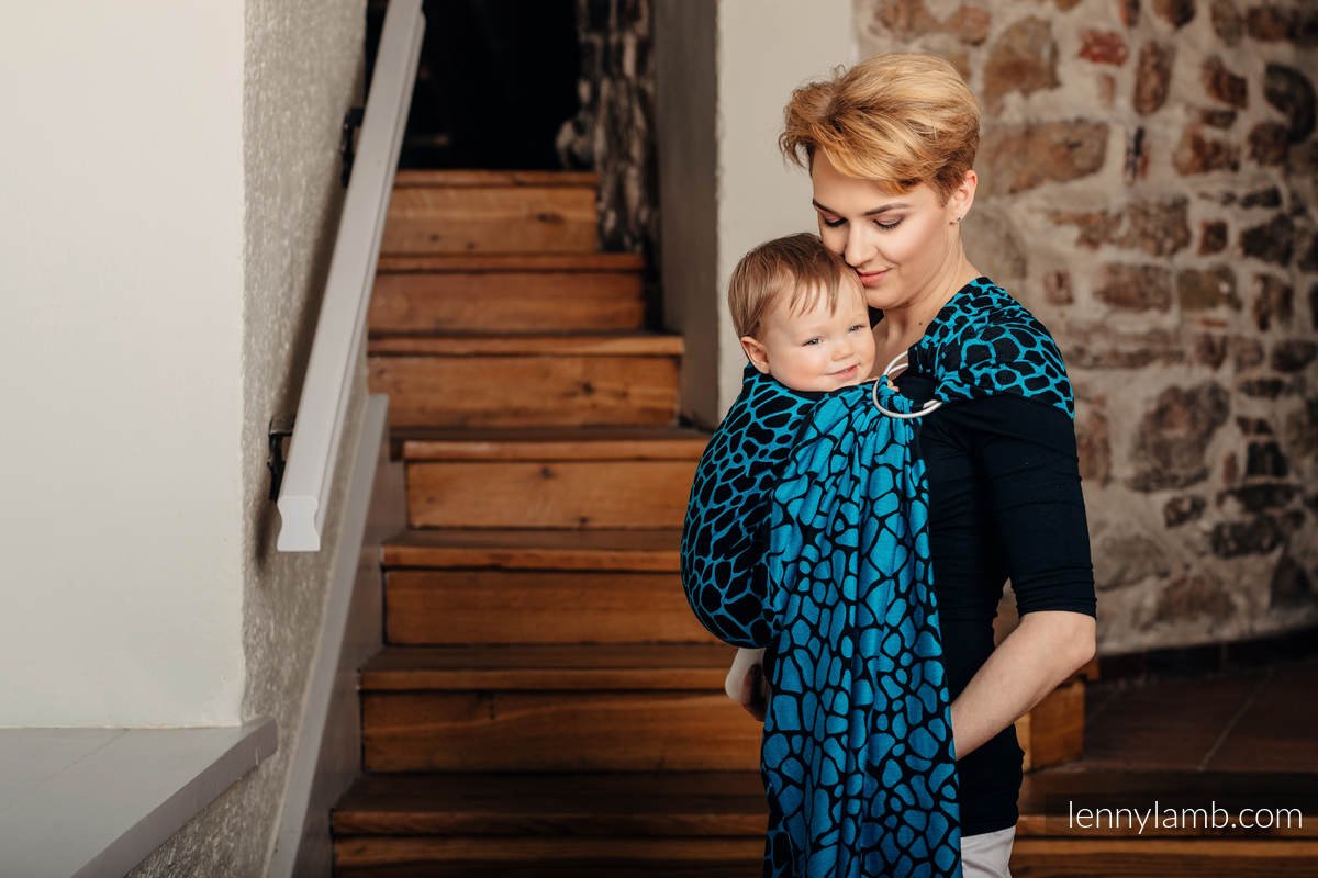 Lenny Lamb Ringsjal - Giraffe Black & Turquoise