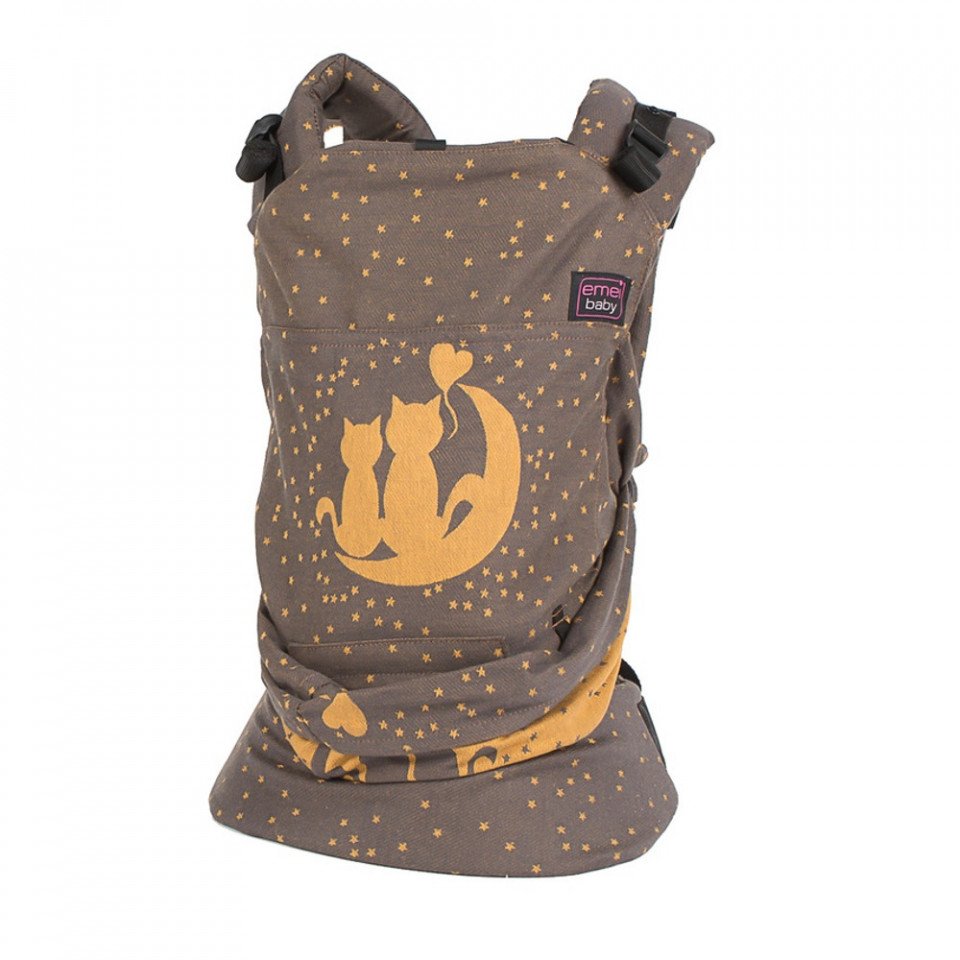 Emeibaby Carrier - Baby size - Full Cats Brown Ochre