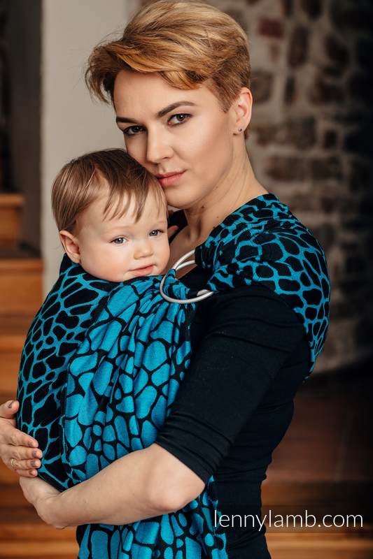 Lenny Lamb Ringsjal - Giraffe Black & Turquoise