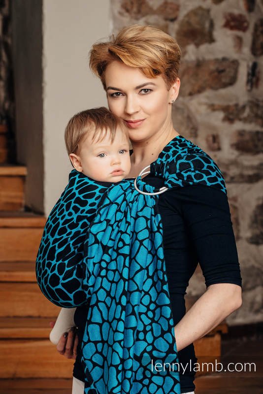 Lenny Lamb Ringsjal - Giraffe Black & Turquoise