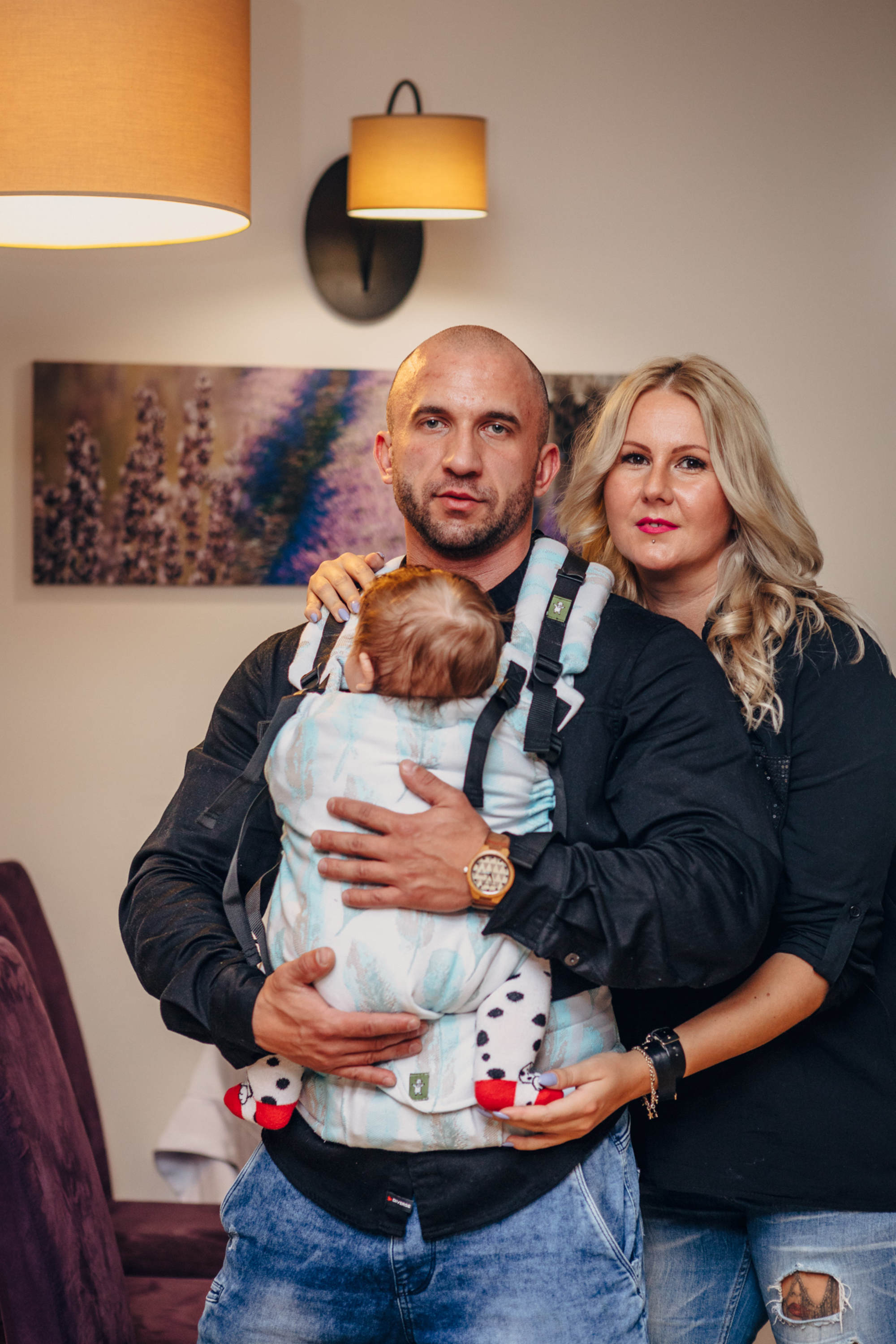 LennyUp Carrier – Painted Feathers White & Turquoise