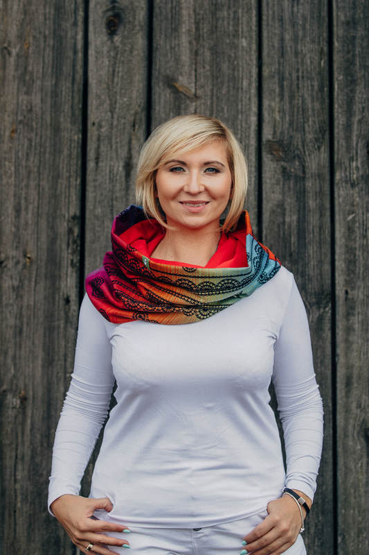 Lenny Lamb Snood Scarf - Rainbow Lace Dark & Ruby