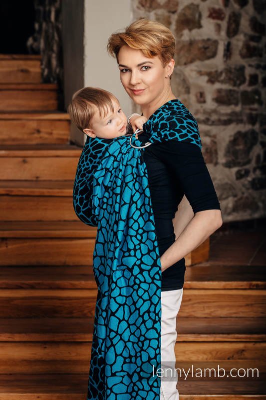 Lenny Lamb Ringsjal - Giraffe Black & Turquoise