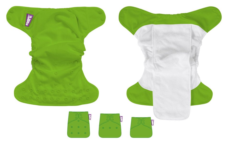 POOPS! All-in-One Tygblöja Grön