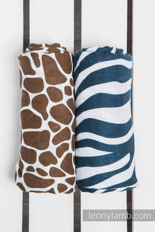 Lenny Lamb - Bambufilt 2-pack - Giraffe & Zebra