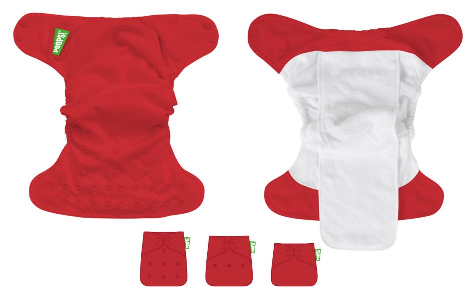 POOPS! All-in-one Tygblöja Röd